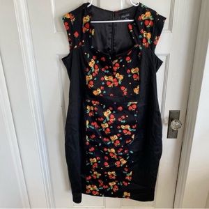 City Chic black fruity dress size 18